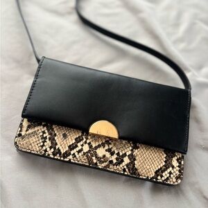 a new day Black & Snake-Print Crossbody with Gold Accent